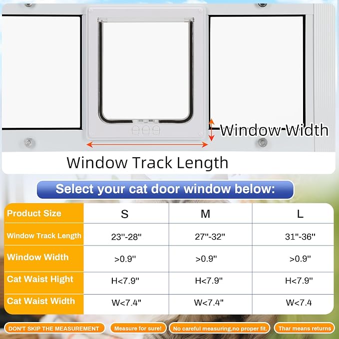 Full Size Cat Door Window Insert, fits 23'‘-28’' Various Sliding Windows - Image 2
