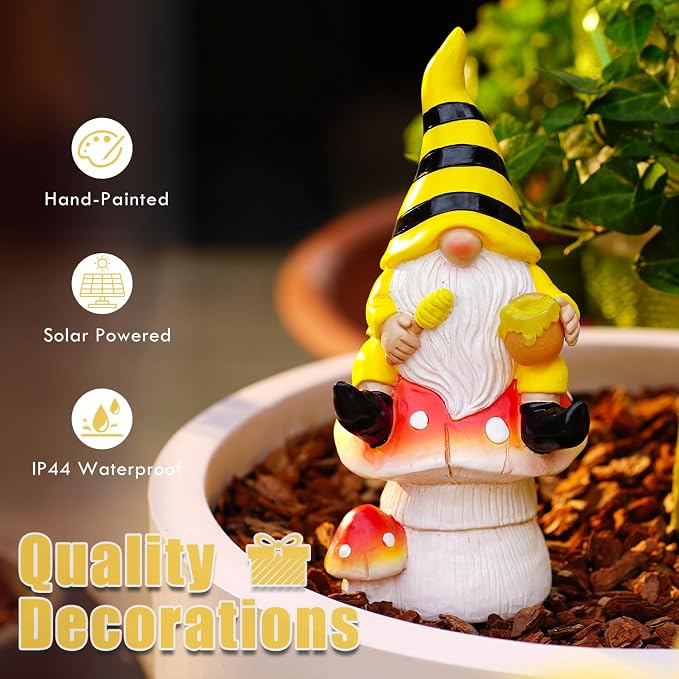 Solar Gnome on Mushroom Decor for Yard Decorations - Image 5