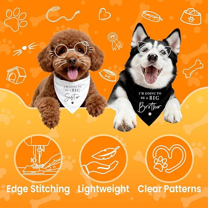 2 Pack Dog Bandanas for Pregnancy Announcement, I'm Going to Be A Big Brother - Image 2
