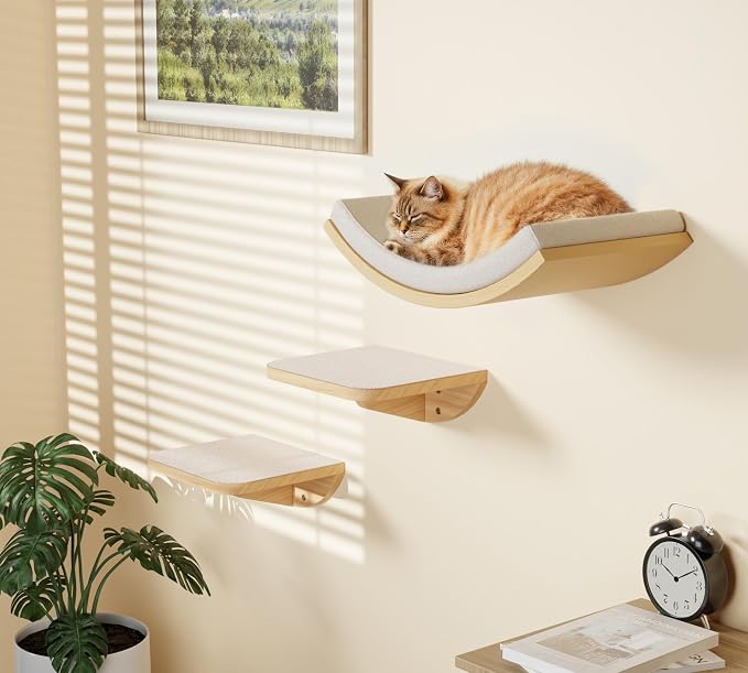 Cat Wall Shelf & Window Perch Combo, Wood Cats Wall Furniture - Image 8