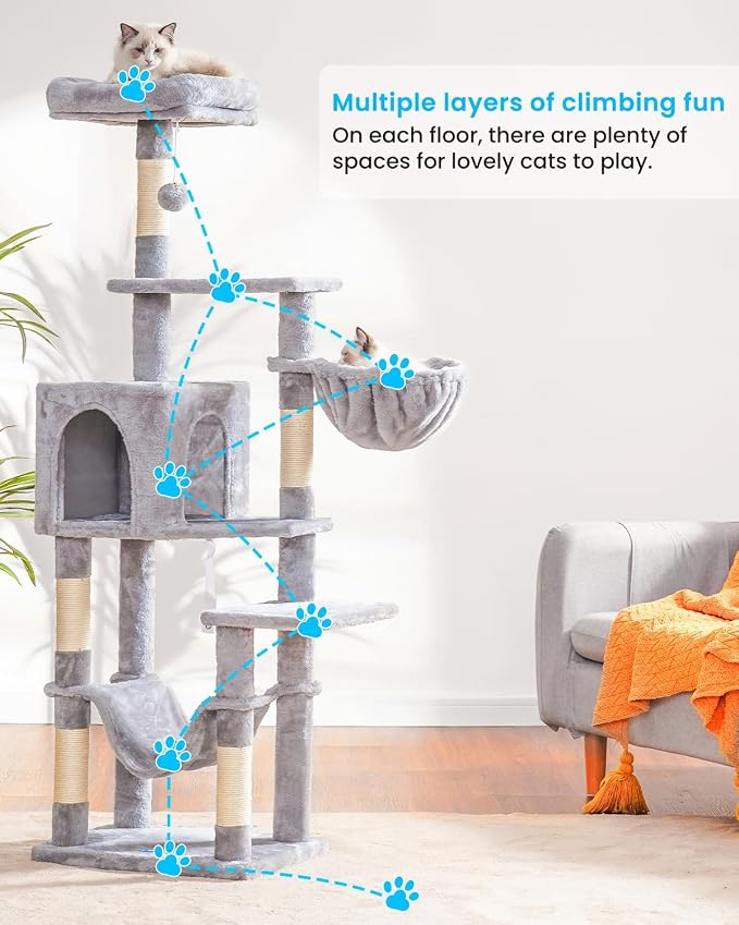 Hey-brother Cat Tree with Large Hammock, Cat Condo with Sisal-Covered - Image 2
