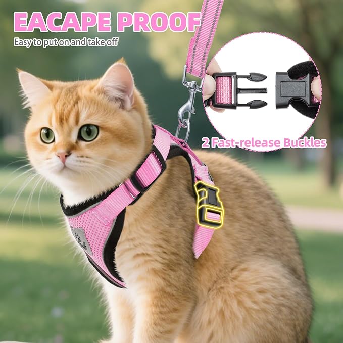 PUPTECK Cat Harness and Leash Set Escape Proof Reflective Cat Walking Harness - Image 4