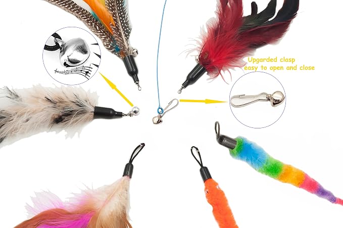 Fashion's Talk Feather Wire Wands Kitten Toys Worm Teaser Wand Cat Toy - Image 3