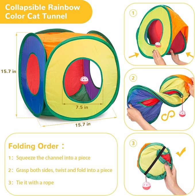 Retro Shaw 33Pcs Cat Toys for Indoor Cats Kitten, Collapsible Play Tunnel - Image 3