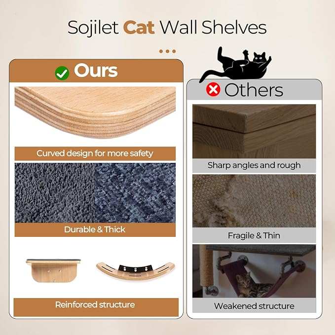 Cat Wall Shelves for Cat Wall Steps, Wooden Floating Modern Mounted Space - Image 5