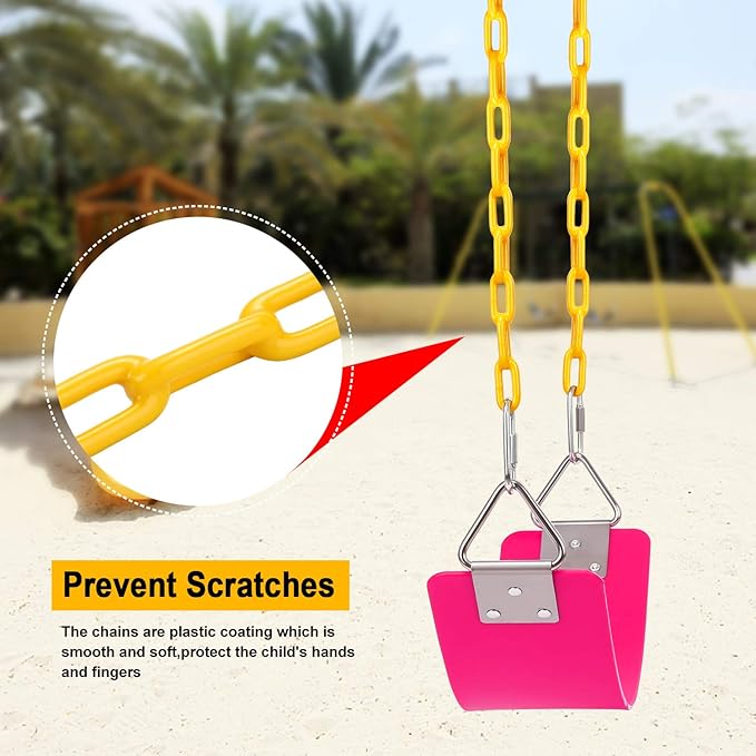 AGPTEK Swing Set, Seat with 66 Inch Anti-Rust Chains Thermoplastic Coated - Image 4