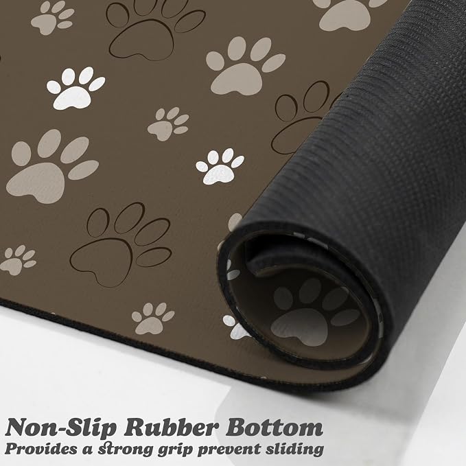 Dog Food Mat, Absorbent Water Bowl Mats Cat Pet Feeding Placemats Brown 24 * 32 - Image 3