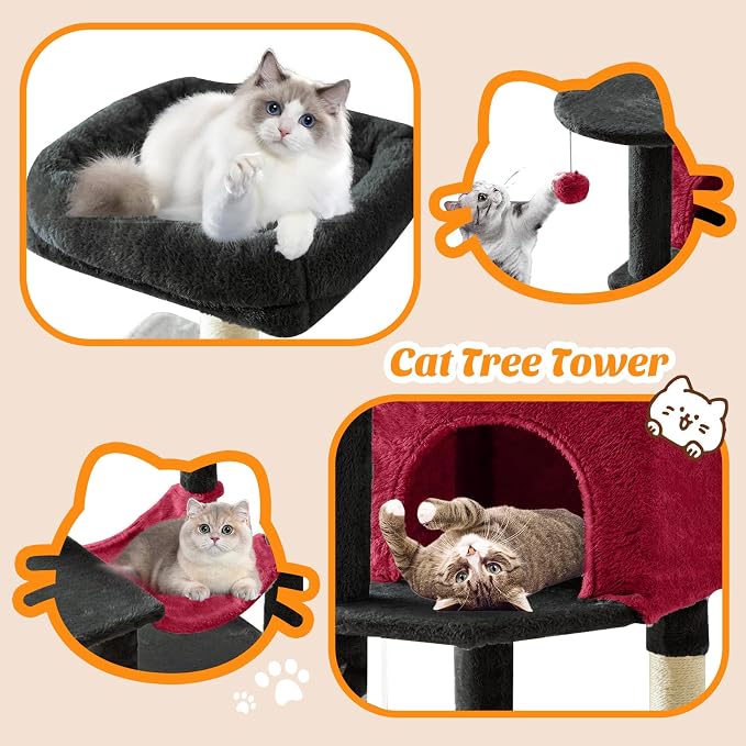 Sweetcrispy 44 inch Cat Tree Tower, Small Cat Climbing Tower - Image 6