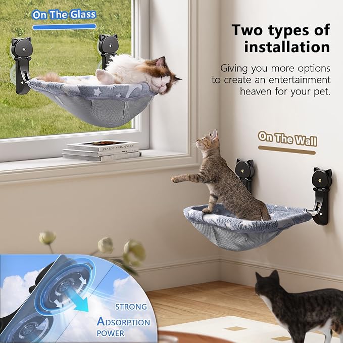 Cat Window Perch Cordless, Glow in The Dark & Stable Cat Beds- Breathable - Image 4