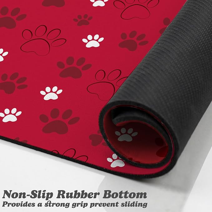 Dog Food Mat, Absorbent Water Bowl Mats Cat Pet Feeding Placemats Red 24 * 32 - Image 3