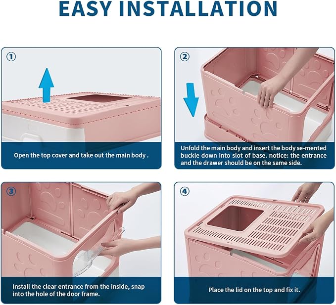 Cat Litter Box with Litter Mat and Scoop, Large Covered Litter Box with Lid - Image 6