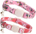 Elegant little tail 2 Pack Cat Collar-Pink Print Cotton Breakaway Cat Collars by Elegantlittletail