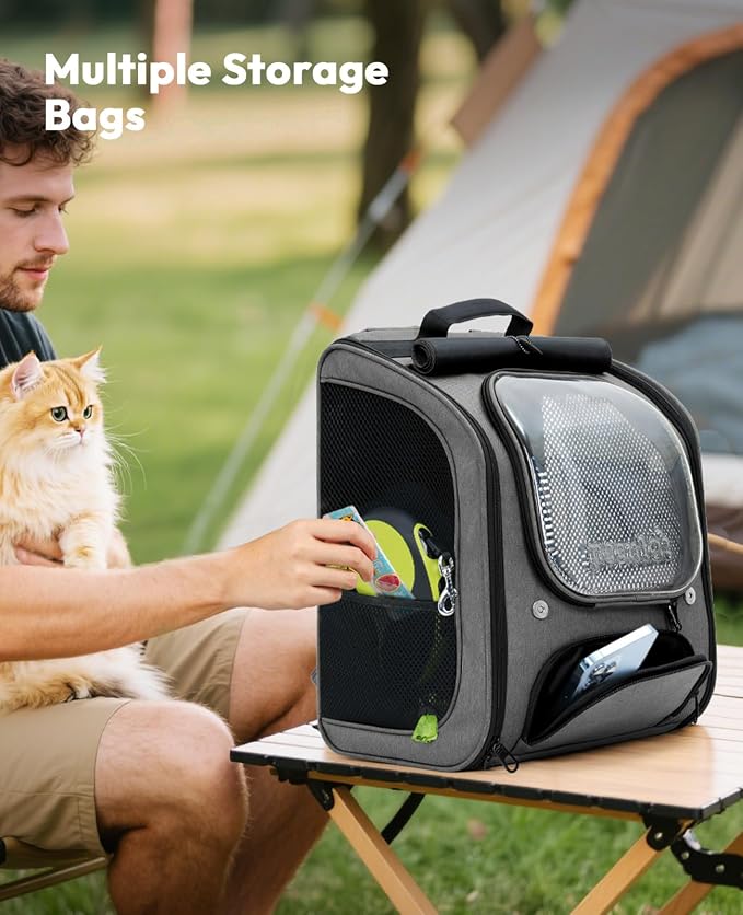 Pecute Cat Backpack Carrier, Large Space Cat Bubble Backpack, Breathable Cat - Image 7
