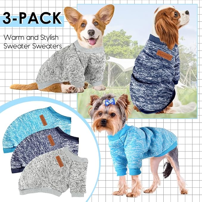 3 Pack Dog Sweaters for Small Dogs Girl Boy Winter Fleece Clothes Warm Soft Dog - Image 6