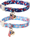 4th 0f July Cat Collar, Summer Baseball Blue Cat Collar by UPURARAPUP