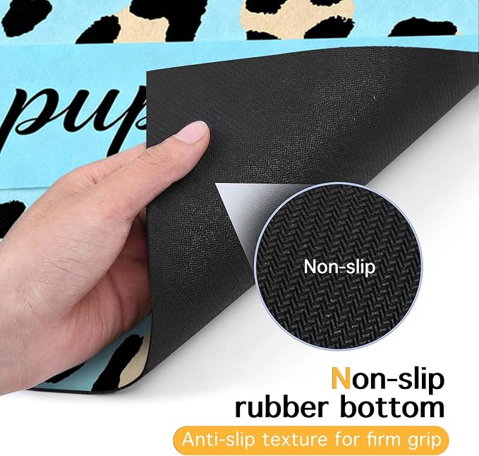 Puppy Feeding Mat 20x12 inch Blue Leopard Print Dog Bowl Placemat Non Slip Mat - Image 7