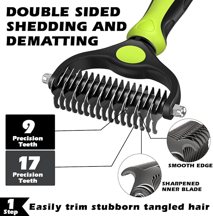 3PCS Self Cleaning Slicker Brush & Pet Grooming Rake & Flea Comb - Image 2