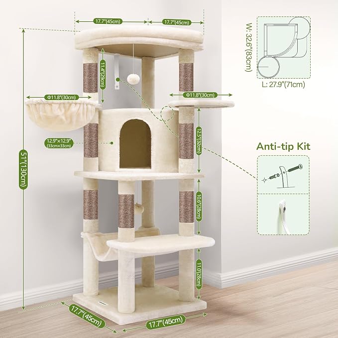 Globlazer Corner Cat Tree, 51in Curved Series Modern Cat Tower - Image 7