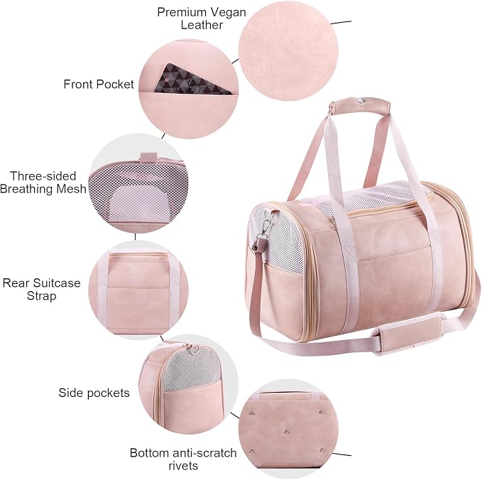 Fashion Leather Dog Carrier Cat Carrier Airline Approved Pet Carrier - Image 4