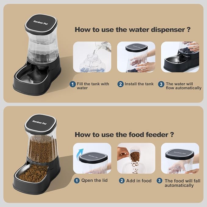 Automatic Pets Gravity Feeder and Water Dispenser Set - Image 6