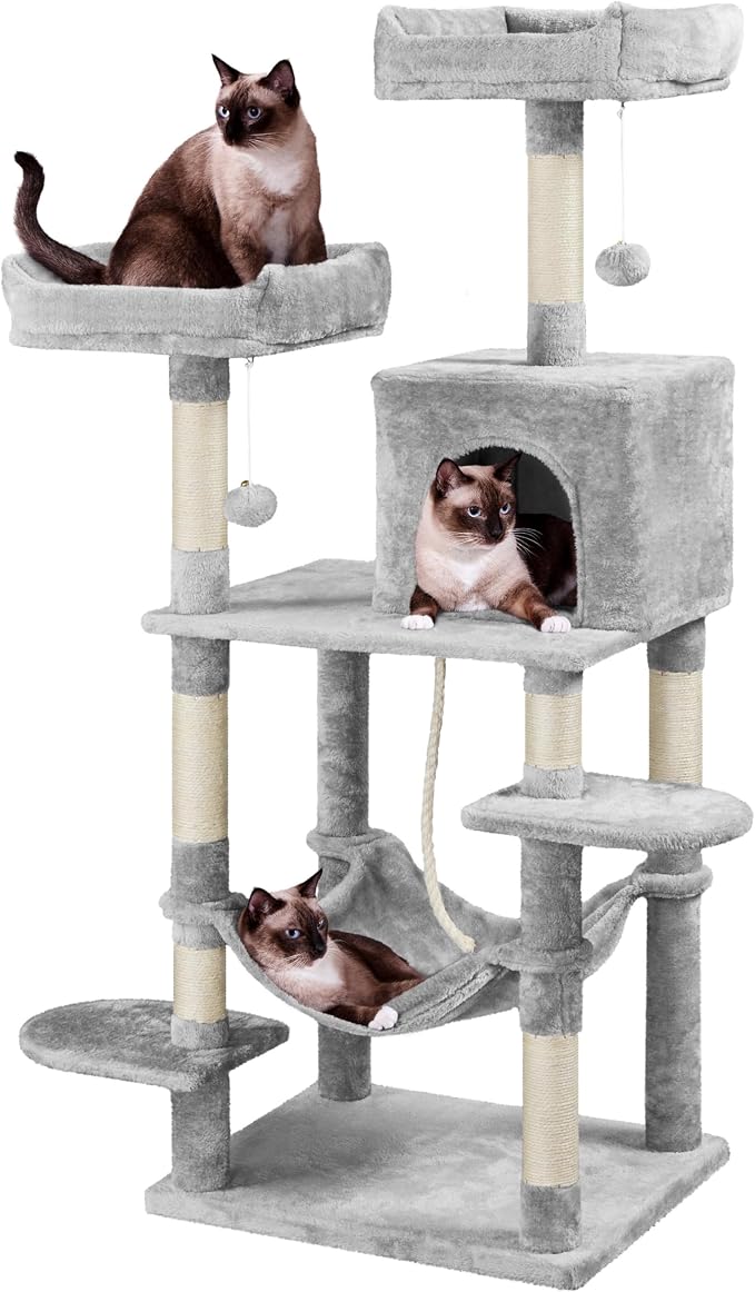 Yaheetech 59in Cat Tree for Multiple Cats, Extended Platforms for Climbing & by Yaheetech