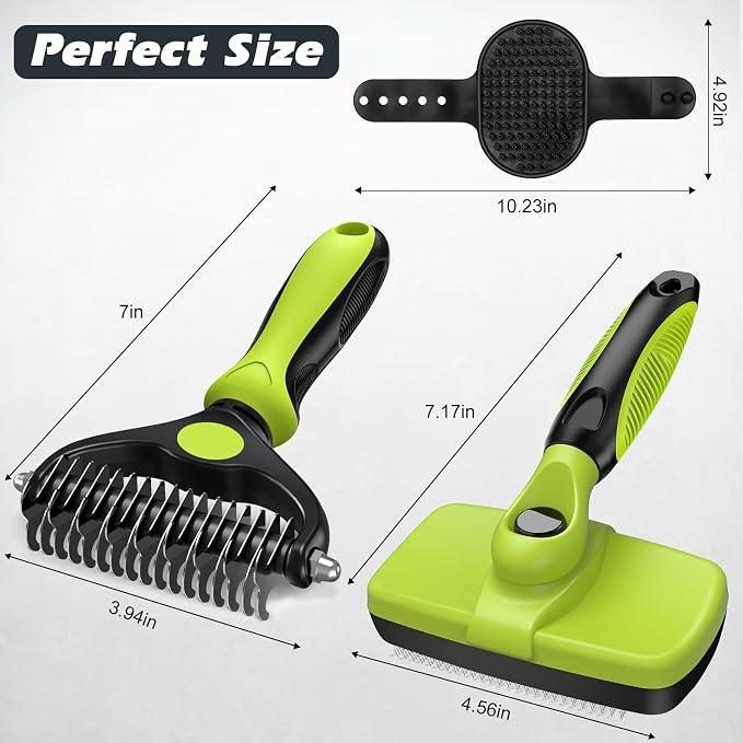3PCS Self Cleaning Slicker Brush & Pet Grooming Rake & Bath Brush - Image 7