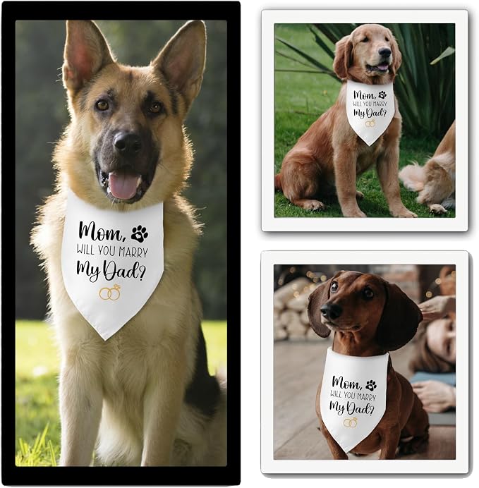 Engagement Gifts Mom, Will You Merry My Dad? Dog Bandana Pet Scarf Wedding - Image 5