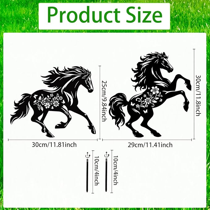 Horse Metal Garden Stakes Yard Decor, Lawn Ornaments Outdoor, Yard Art - Image 2