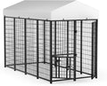LOVMOR Outdoor Dog Kennel with Roof, Heavy Duty Steel Dog Run Enclosure by LOVMOR