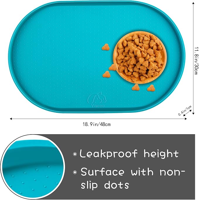 100% Waterproof 0.5" Raised Edge BPA Free Silicone Dog Food Mat, Pet Cat - Image 2