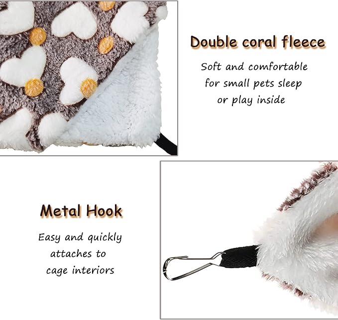 Cat Hammock for Cage, Soft Warm Hanging Bed for Kitten, Guinea Pig, Chinchilla - Image 4