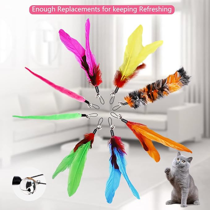 12PCS Interactive Kitten Toys, Retractable Indoor Cat Wand Toys - Image 4