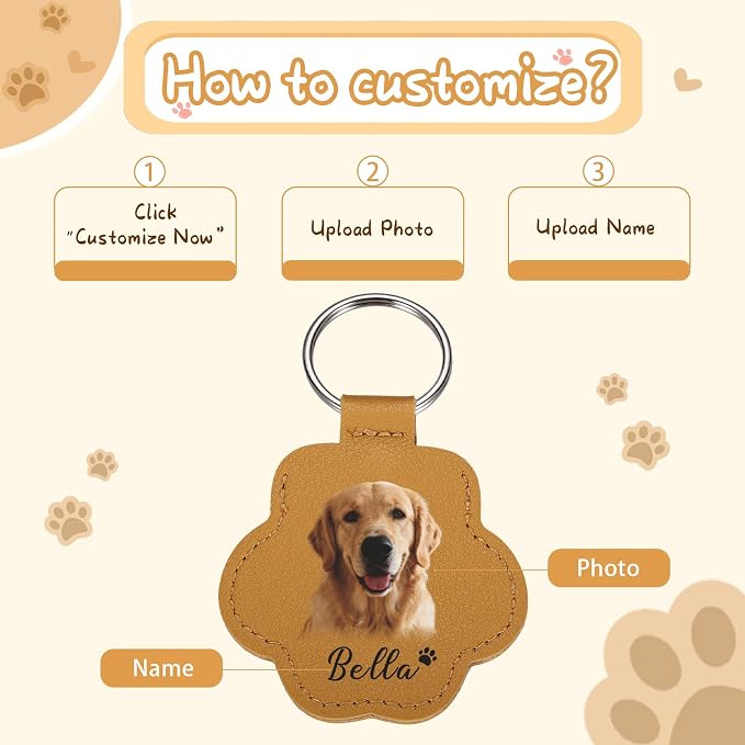 Custom Leather Pet Fur Keychain – Personalized Memorial Keepsake Keyring - Image 2