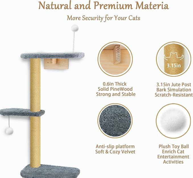 Wall Mounted Cat Wall Shelves and Climbing Tree - Image 3
