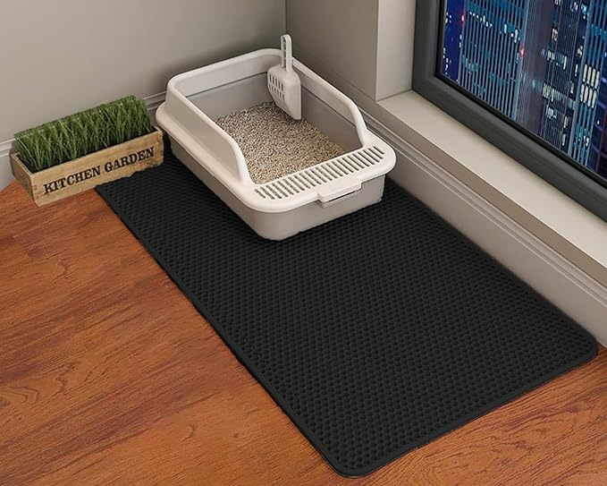 HCY&WLD Cat Litter Mat, 45x26 Inch Extra Large&Long Double Layer Cat Litter Box by HCY%26WLD