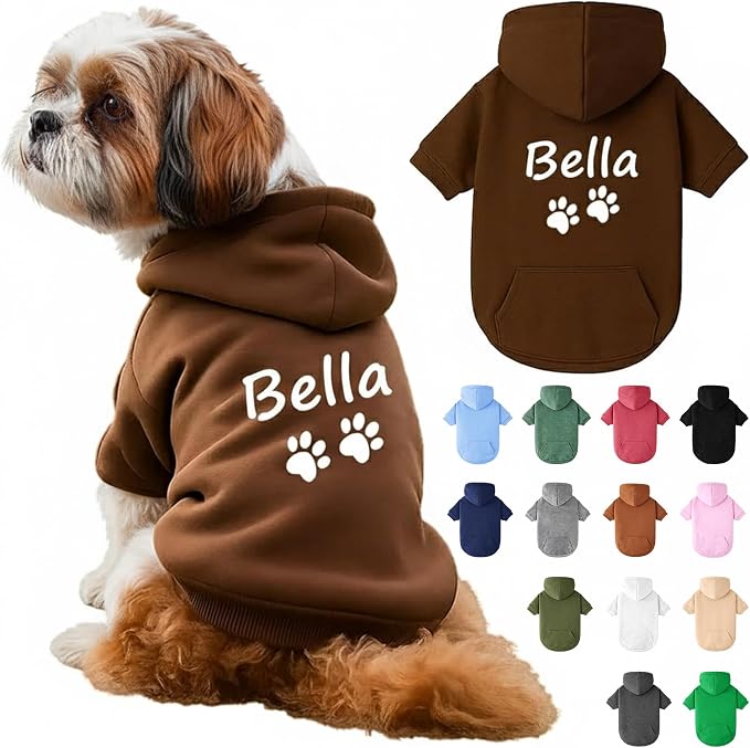 Personalized Dog Hoodie with Name/Text, Custom Embroidered or Printed Dog by Noni