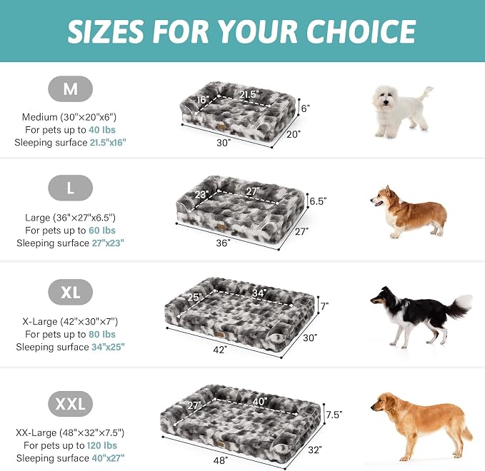 Faux Fur Orthopedic Dog Bed, Large Dog Bed, Supportive Foam Pet Sofa - Image 3