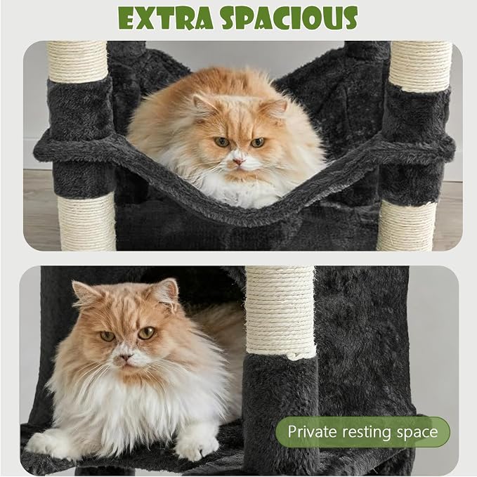 78.8" Large Cat Tree Tower for Indoor Kitties, Sisal Scratching Posts, Hammock - Image 2