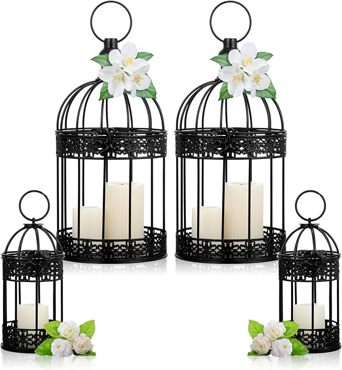 Sliner 4 Pcs Birdcage Candle Holder Valentine Decorative Bird Cages by Sliner