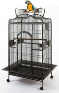 Extra Large Wrought Iron Dome Top Bird Cage, Black-Vein - GlobalHabitat Supply