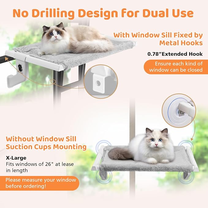 2 in 1 Cat Window Perch, Cat Window Hammock - Image 3