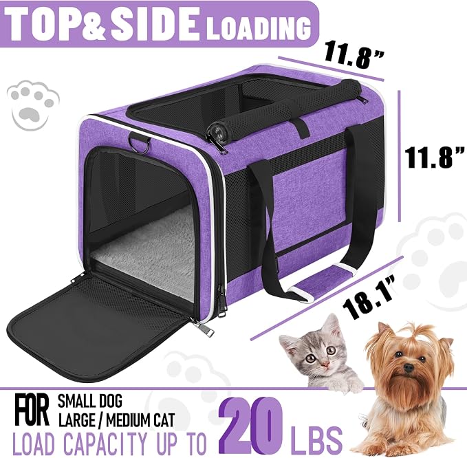 Pet Carrier for Large Cat 20 lbs+ / Soft Sided Small Dog 12 Pounds Travel Crate - Image 2