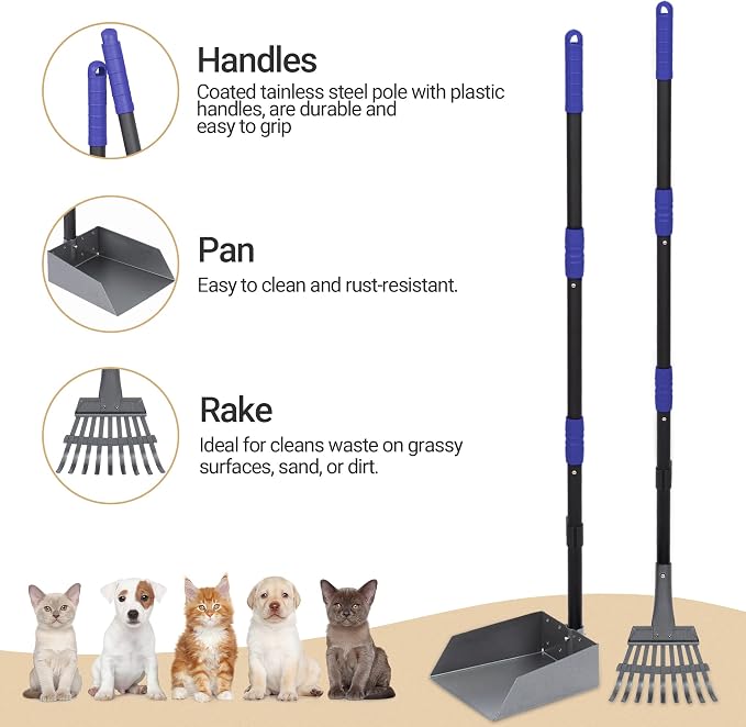 Heeyoo Dog Pooper Scooper, Dog Poop Tray and Rake Set, Pet Waste Removal Scoop - Image 2