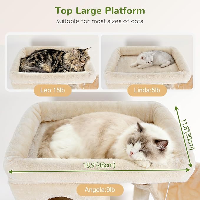 Globlazer Corner Cat Tree 66 inch Multi-Level Climbing Tower Kitty Condos Cat - Image 2