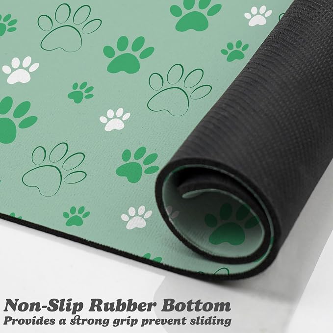 Dog Food Mat, Absorbent Water Bowl Mats Cat Pet Feeding Placemats Green 24 * 32 - Image 3