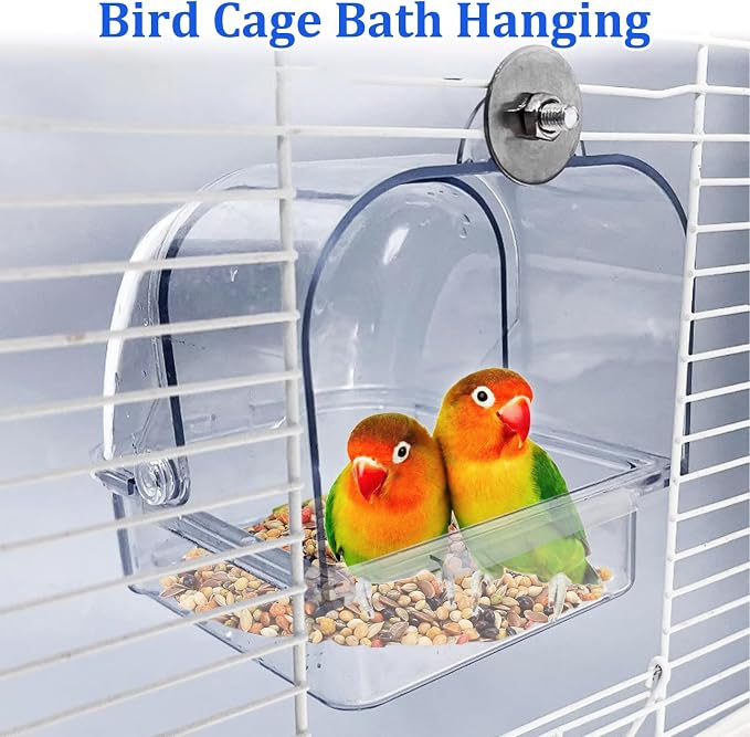 Tfwadmx Bird Cage Bath Hanging Parrot Bath Tub Water Shower Food Feeder Holder - Image 6