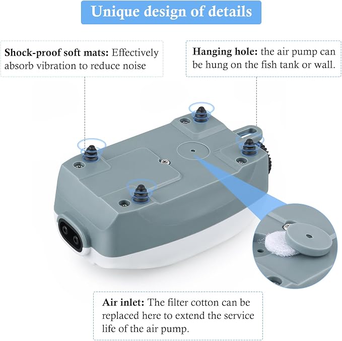 HITOP Dual Outlet Aquarium Electric Air Pump, Whisper Adjustable Fish Tank - Image 6