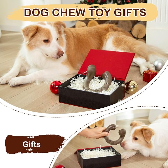 Tough Dog Toys for Aggressive Chewers, Bacon Scented & Curved Nylon Bone to - Image 5