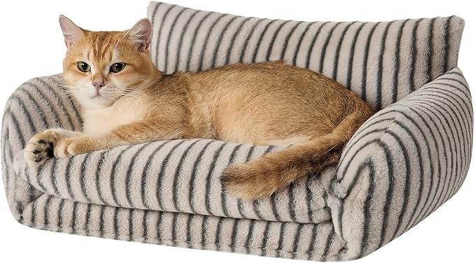 Hollypet Cat Bed Fluffy Plush Mutifuctional Double-Layer Soft Pet Couch by Hollypet