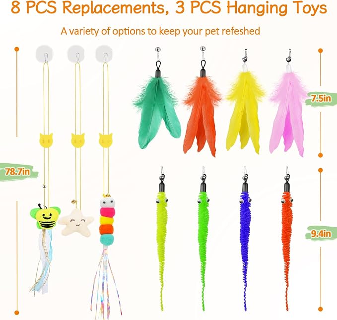 Cat Wand Toy, Interactive Kitten Feather Toys Self Play, Cat Teaser - Image 7